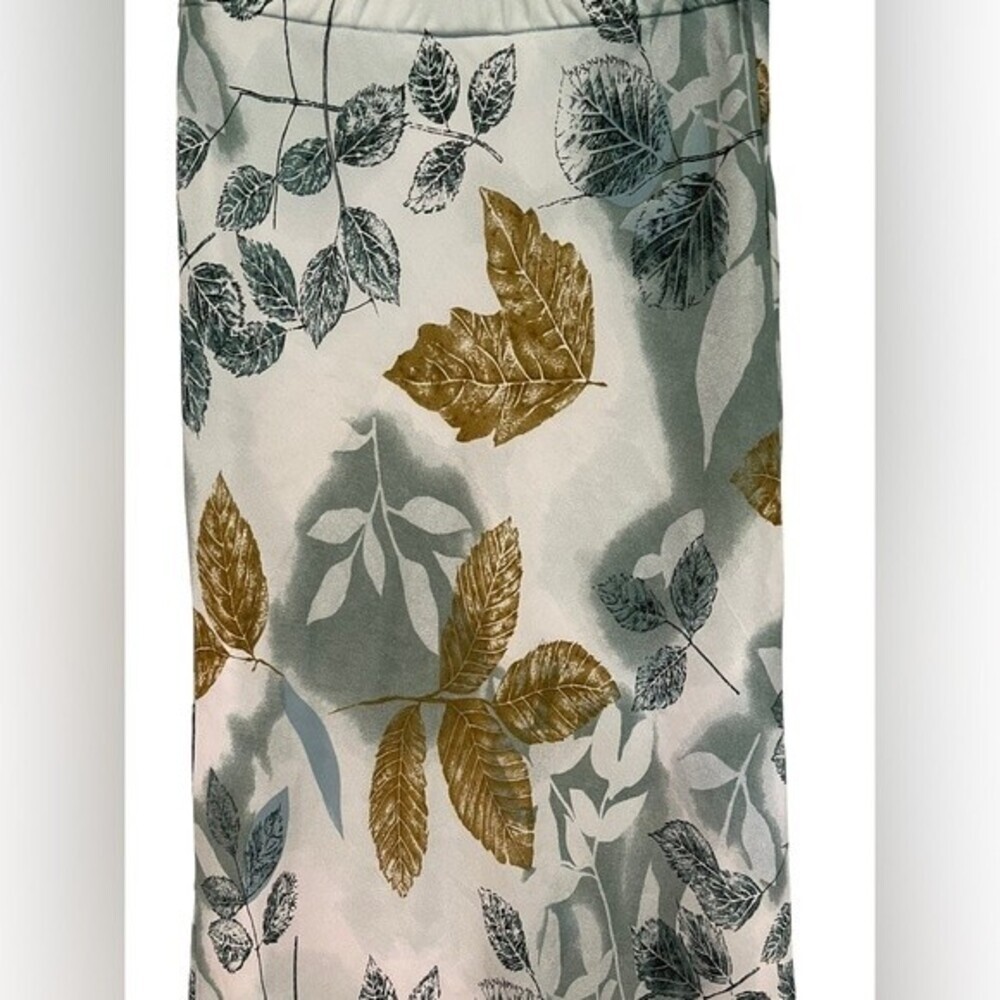 Dress-U Sharon Vintage Midi Length 90s Y2K Fairycore Skirt 7/8 Leaf Print Green - Picture 2 of 5